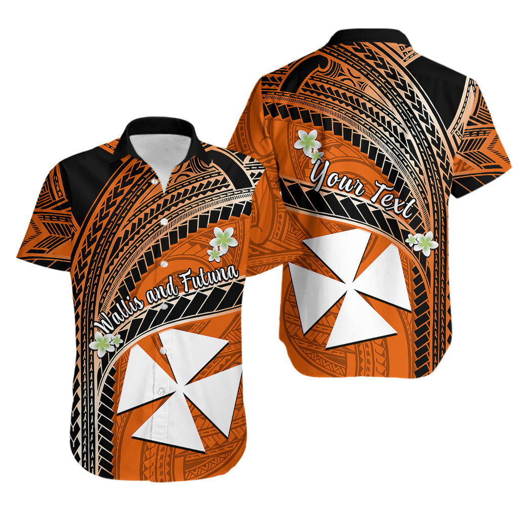 (Custom Personalised) Wallis And Futuna Hawaiian Shirt Plumeria Flowers With Orange Polynesian Pattern LT14 - Polynesian Pride