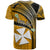 Custom Wallis and Futuna T Shirt Plumeria Flowers With Gold Polynesian Pattern LT14 - Polynesian Pride