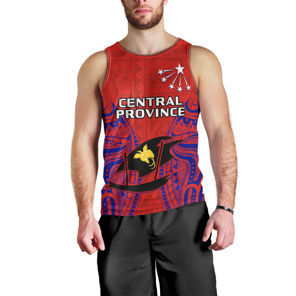 Papua New Guinea Men Tank Top Central Province Mix Coat Of Arms Polynesian Art LT14 - Polynesian Pride