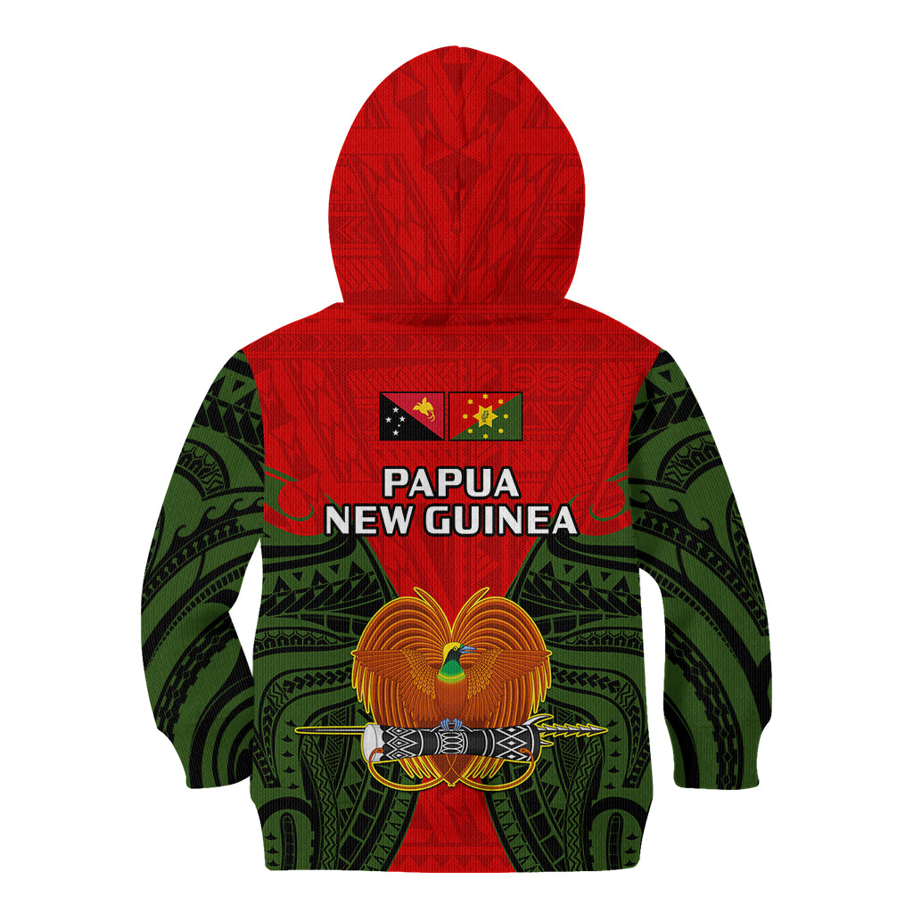 Papua New Guinea Kid Hoodie Eastern Highlands Province Mix Coat Of Arms Polynesian Art LT14 Zip Hoodie Red - Polynesian Pride