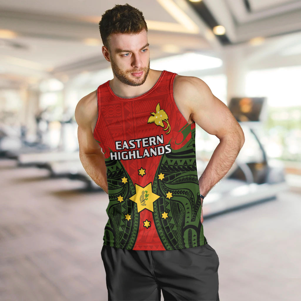 Papua New Guinea Men Tank Top Eastern Highlands Province Mix Coat Of Arms Polynesian Art LT14 - Polynesian Pride