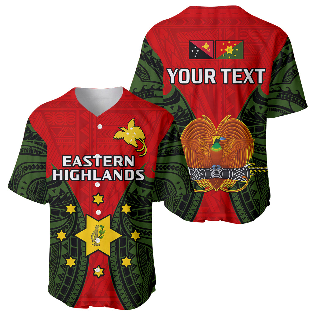 (Custom Personalised) Papua New Guinea Baseball Jersey Eastern Highlands Province Mix Coat Of Arms Polynesian Art LT14 Red - Polynesian Pride