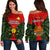 (Custom Personalised) Papua New Guinea Off Shoulder Sweater Eastern Highlands Province Mix Coat Of Arms Polynesian Art LT14 Women Red - Polynesian Pride