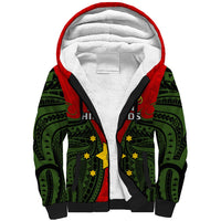 (Custom Personalised) Papua New Guinea Sherpa Hoodie Eastern Highlands Province Mix Coat Of Arms Polynesian Art LT14 Unisex Red - Polynesian Pride