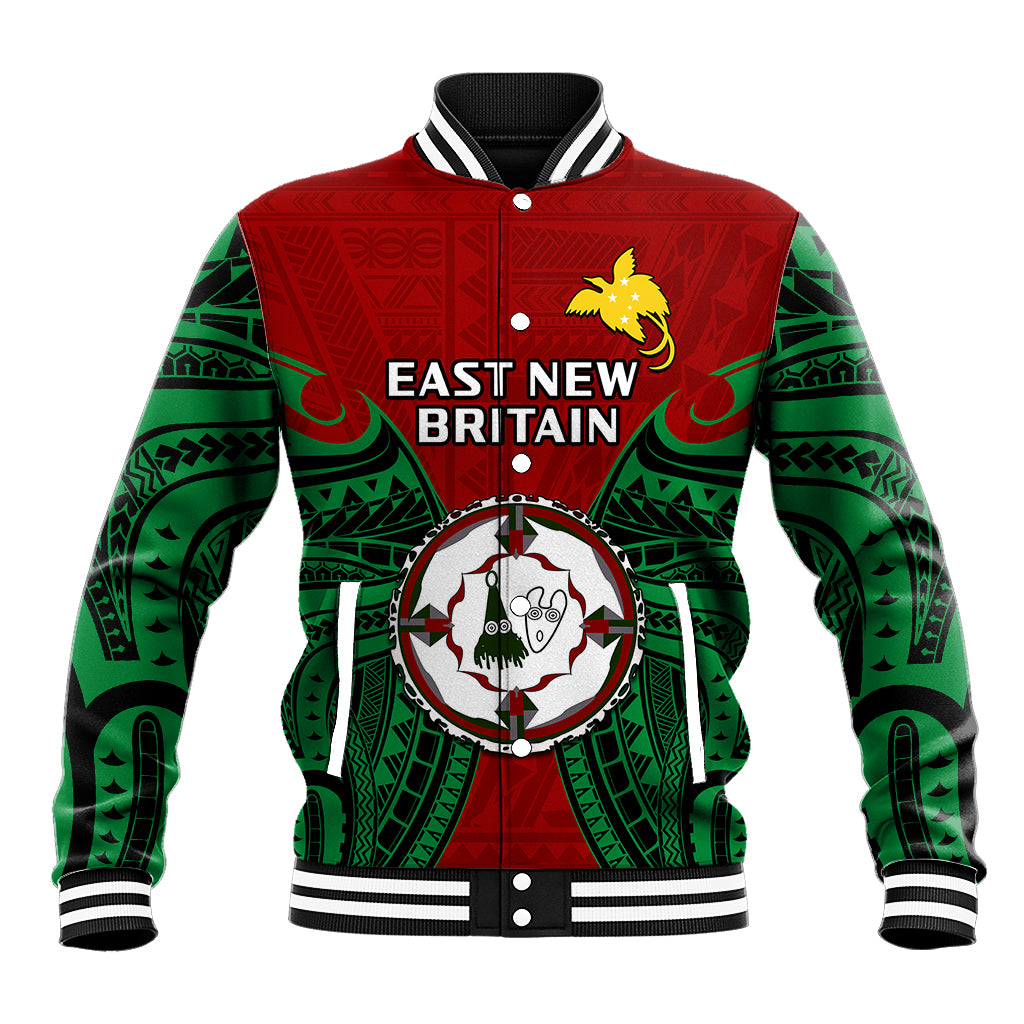 (Custom Personalised) Papua New Guinea Baseball Jacket East New Britain Province Mix Coat Of Arms Polynesian Art LT14 Unisex Red - Polynesian Pride