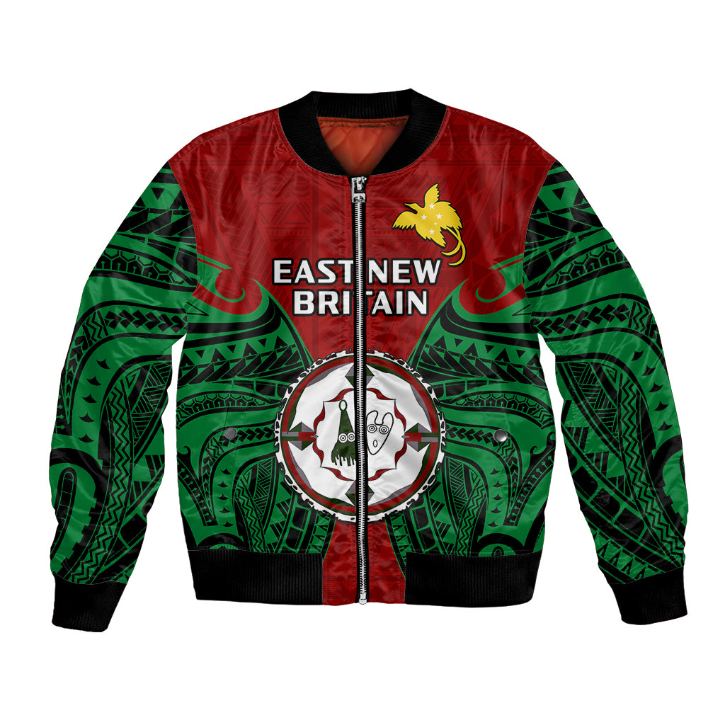 (Custom Personalised) Papua New Guinea Bomber Jacket East New Britain Province Mix Coat Of Arms Polynesian Art LT14 Unisex Red - Polynesian Pride