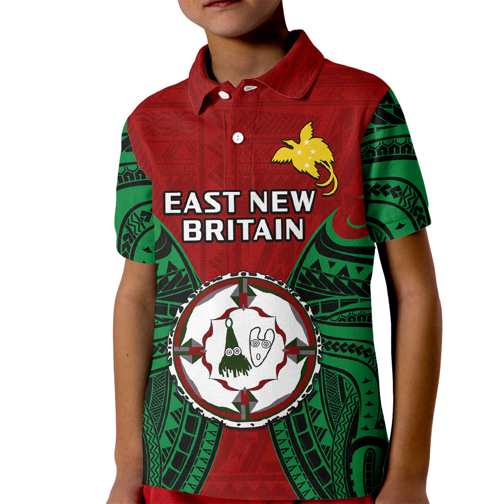 (Custom Personalised) Papua New Guinea Kid Polo Shirt East New Britain Province Mix Coat Of Arms Polynesian Art LT14 Kid Red - Polynesian Pride