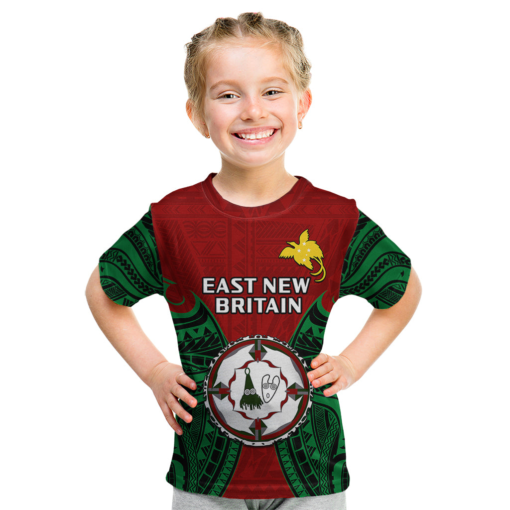 (Custom Personalised) Papua New Guinea Kid T Shirt East New Britain Province Mix Coat Of Arms Polynesian Art LT14 - Polynesian Pride