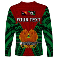 (Custom Personalised) Papua New Guinea Long Sleeve Shirt East New Britain Province Mix Coat Of Arms Polynesian Art LT14 - Polynesian Pride