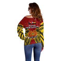 Papua New Guinea Off Shoulder Sweater Madang Province Mix Coat Of Arms Polynesian Art LT14 - Polynesian Pride
