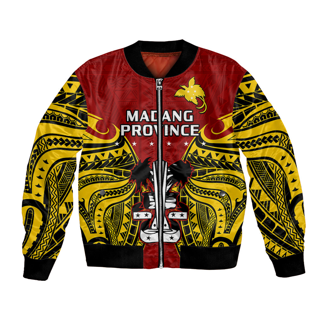 (Custom Personalised) Papua New Guinea Bomber Jacket Madang Province Mix Coat Of Arms Polynesian Art LT14 Unisex Red - Polynesian Pride