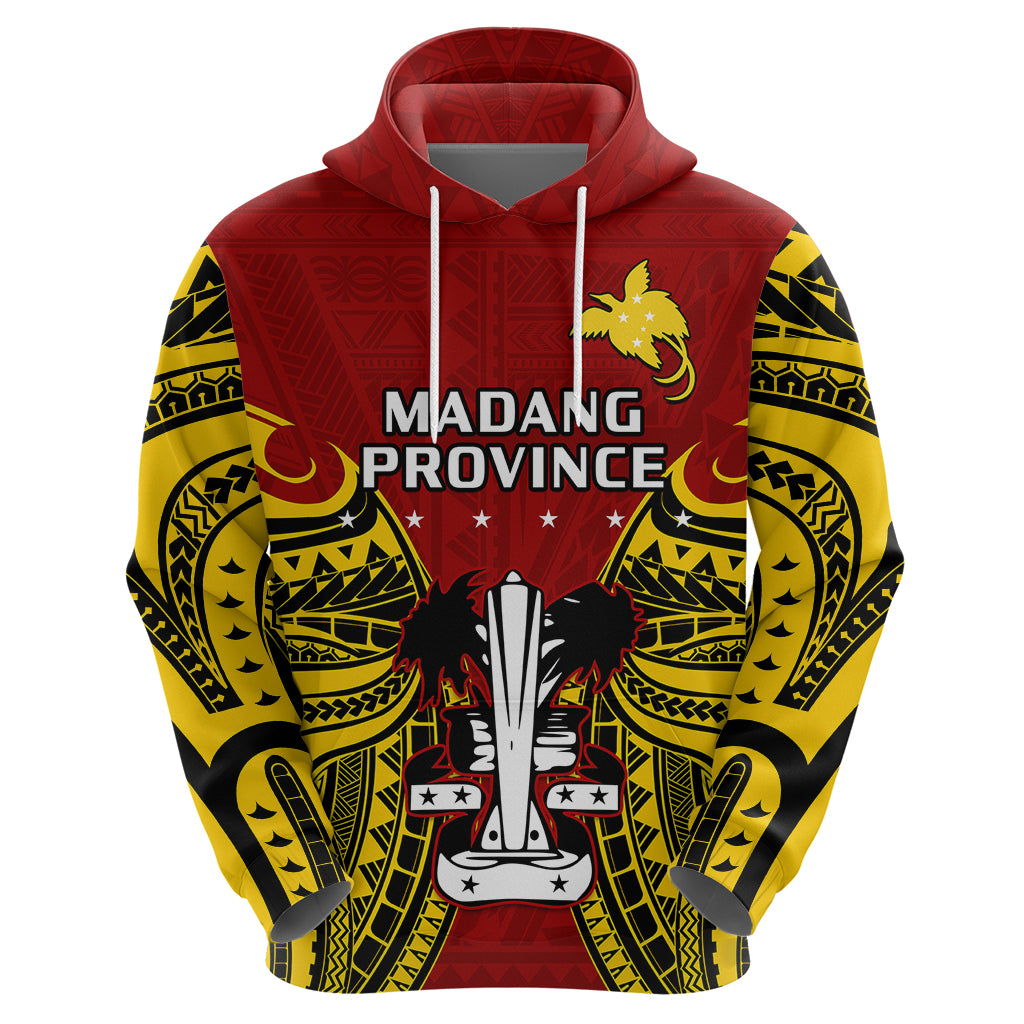 Custom Papua New Guinea Hoodie Madang Province Mix Coat of Arms Polynesian Art LT14 Zip Hoodie Red - Polynesian Pride