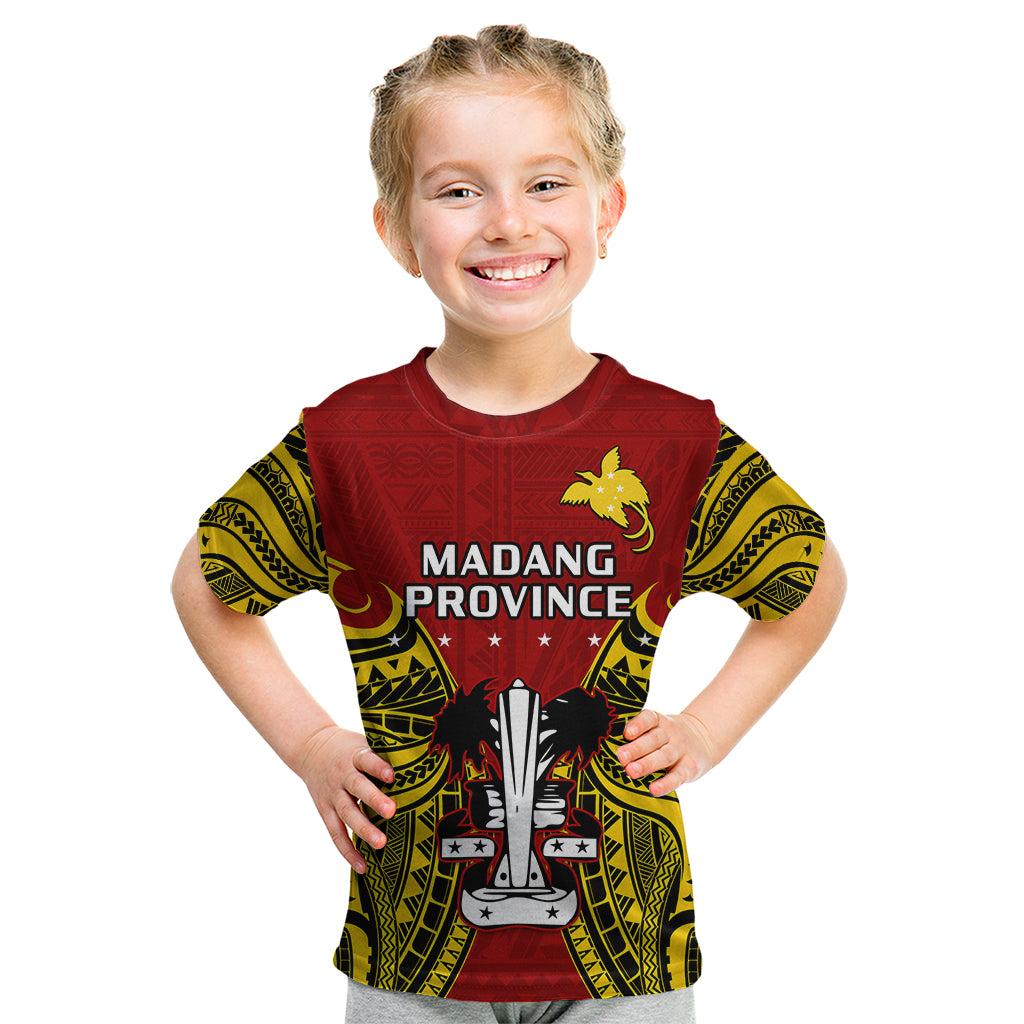 (Custom Personalised) Papua New Guinea Kid T Shirt Madang Province Mix Coat Of Arms Polynesian Art LT14 Youth XL Size14 - Polynesian Pride