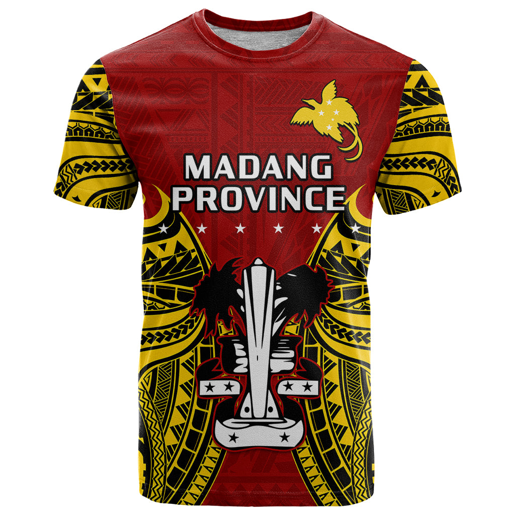 Custom Papua New Guinea T Shirt Madang Province Mix Coat of Arms Polynesian Art LT14 Red - Polynesian Pride