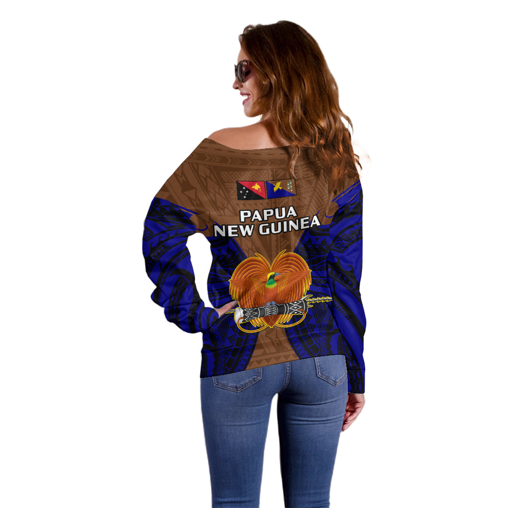 Papua New Guinea Off Shoulder Sweater Manus Province Mix Coat Of Arms Polynesian Art LT14 - Polynesian Pride