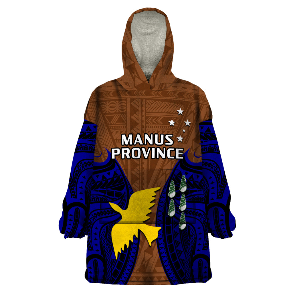 Papua New Guinea Wearable Blanket Hoodie Manus Province Mix Coat Of Arms Polynesian Art LT14 One Size Brown - Polynesian Pride