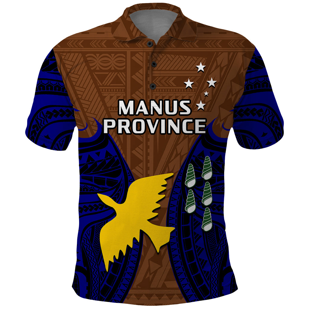 Custom Papua New Guinea Polo Shirt Manus Province Mix Coat Of Arms Polynesian Art LT14 Brown - Polynesian Pride