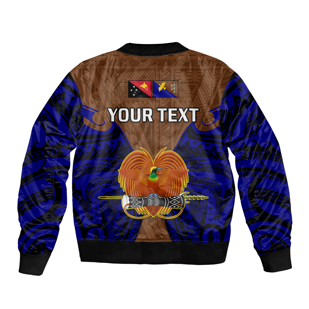(Custom Personalised) Papua New Guinea Sleeve Zip Bomber Jacket Manus Province Mix Coat Of Arms Polynesian Art LT14 - Polynesian Pride