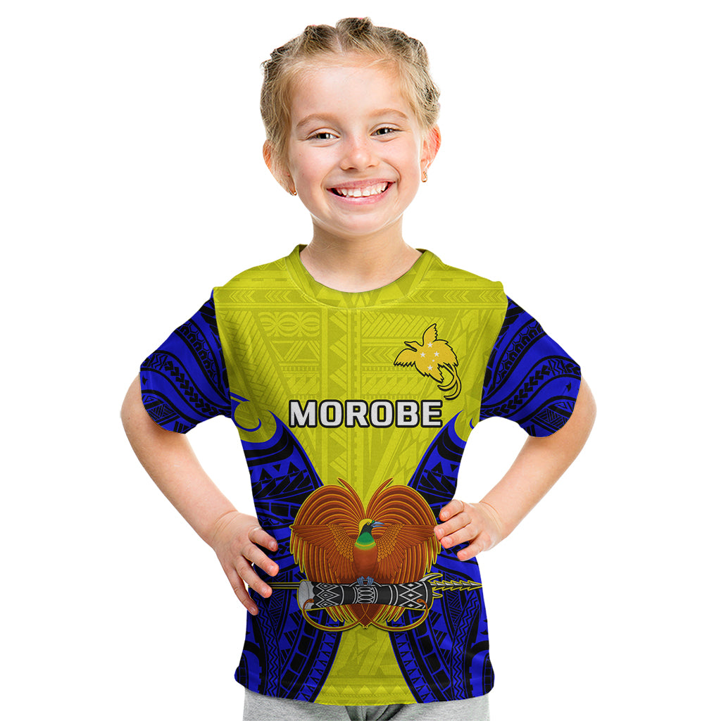 (Custom Personalised) Papua New Guinea Kid T Shirt Morobe Province Mix Coat Of Arms Polynesian Art LT14 Youth XL Size14 - Polynesian Pride