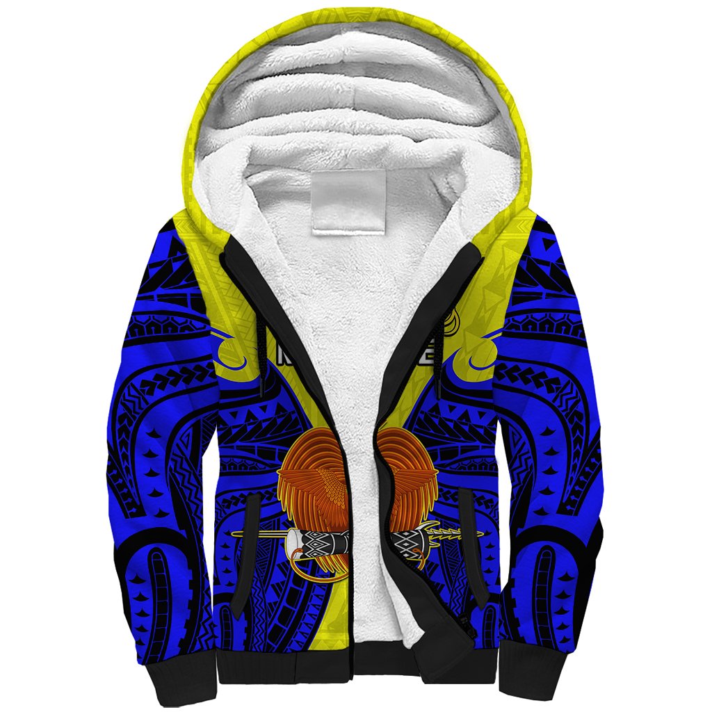(Custom Personalised) Papua New Guinea Sherpa Hoodie Morobe Province Mix Coat Of Arms Polynesian Art LT14 Unisex Yellow - Polynesian Pride