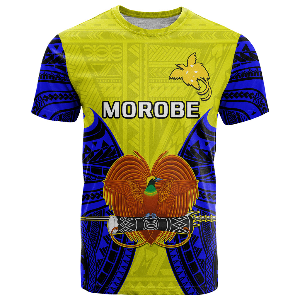 Custom Papua New Guinea T Shirt Morobe Province Mix Coat of Arms Polynesian Art LT14 Yellow - Polynesian Pride