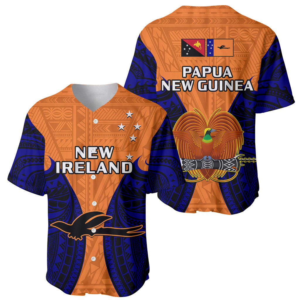 Papua New Guinea Baseball Jersey New Ireland Province Mix Coat Of Arms Polynesian Art LT14 Orange - Polynesian Pride