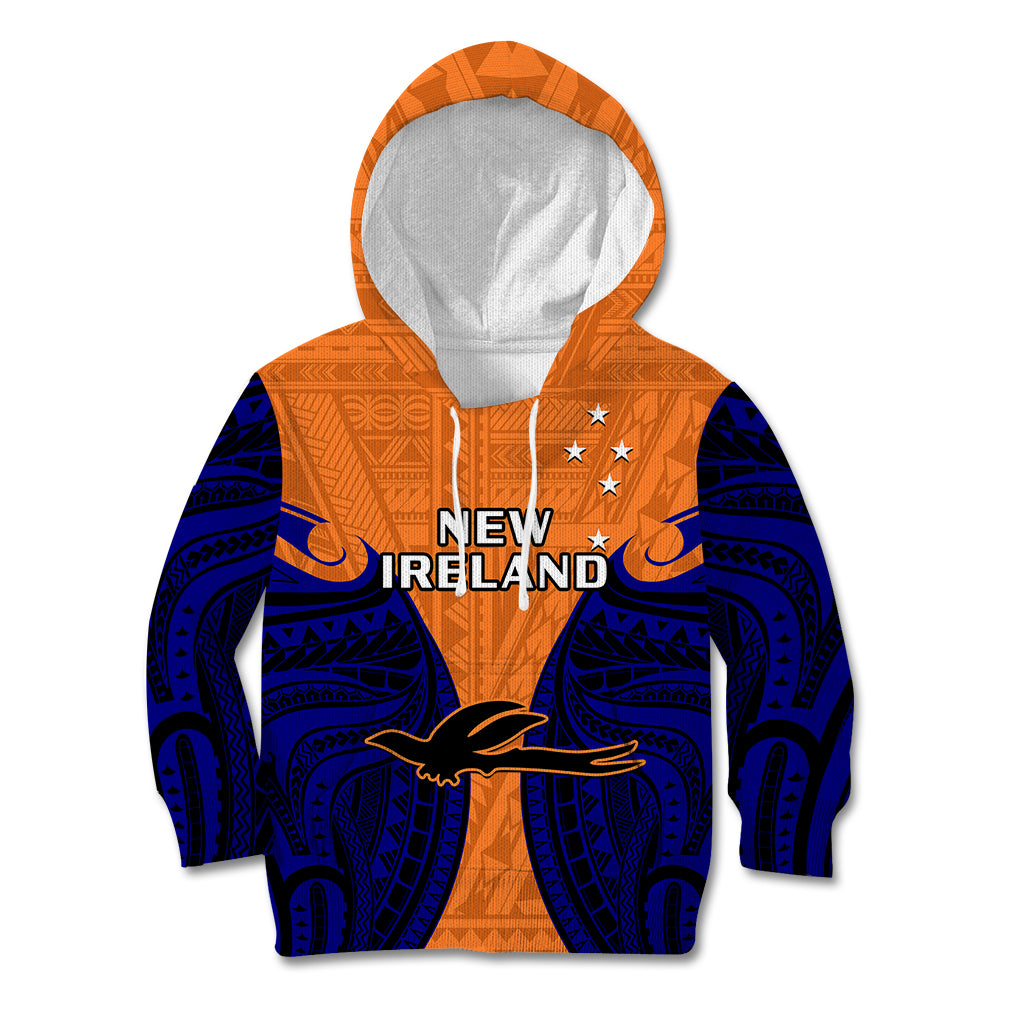 (Custom Personalised) Papua New Guinea Kid Hoodie New Ireland Province Mix Coat Of Arms Polynesian Art LT14 Orange - Polynesian Pride