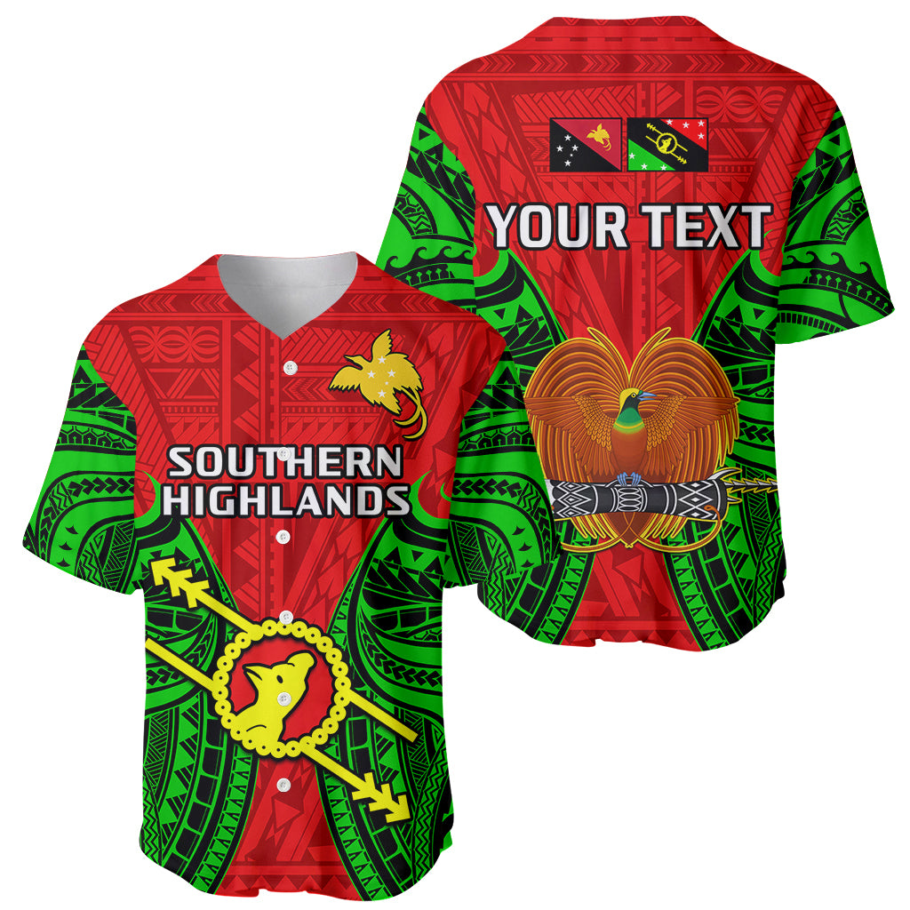 (Custom Personalised) Papua New Guinea Baseball Jersey Southern Highlands Province Mix Coat Of Arms Polynesian Art LT14 Red - Polynesian Pride