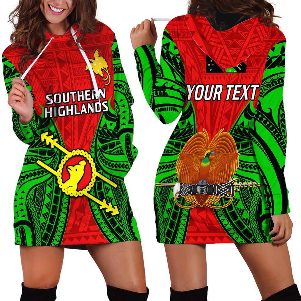 (Custom Personalised) Papua New Guinea Hoodie Dress Southern Highlands Province Mix Coat Of Arms Polynesian Art LT14 Red - Polynesian Pride