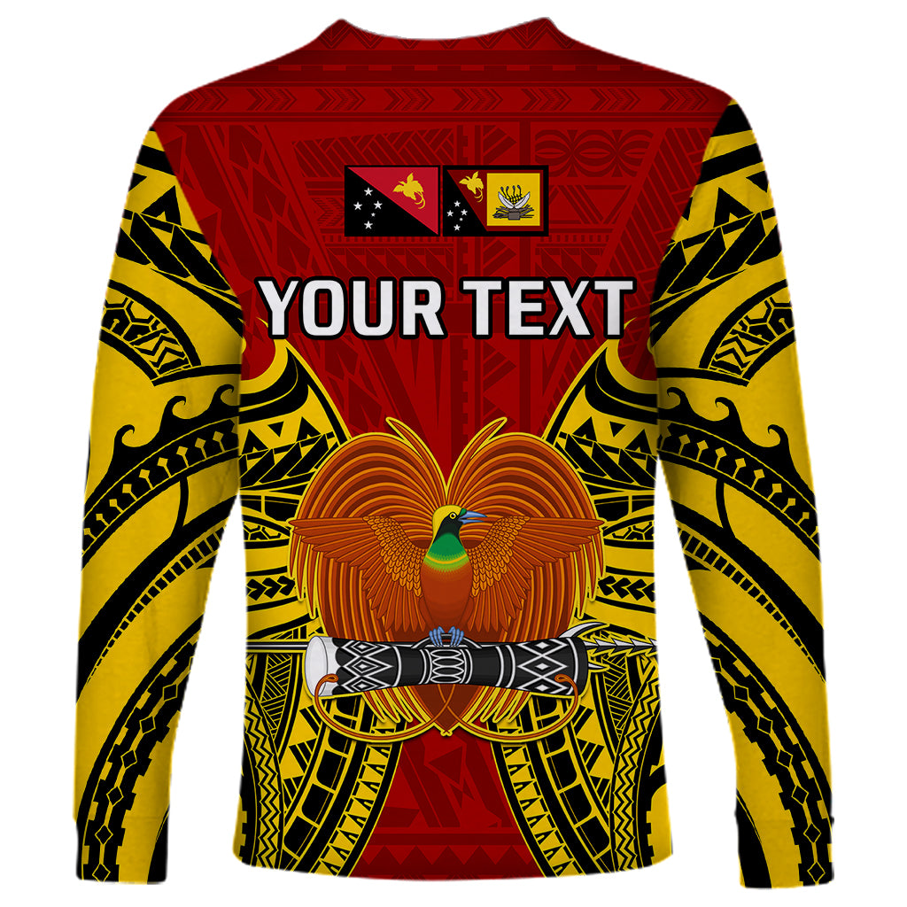 (Custom Personalised) Papua New Guinea Long Sleeve Shirt Western Province Mix Coat Of Arms Polynesian Art LT14 - Polynesian Pride