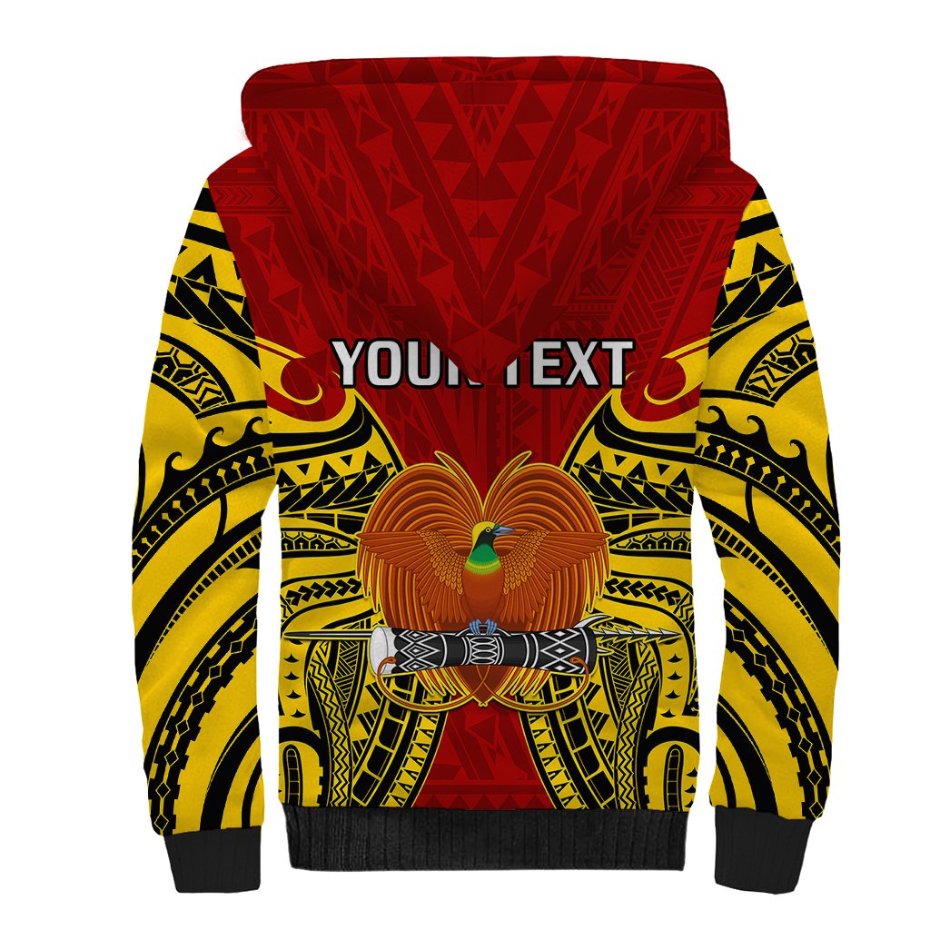 (Custom Personalised) Papua New Guinea Sherpa Hoodie Western Province Mix Coat Of Arms Polynesian Art LT14 - Polynesian Pride