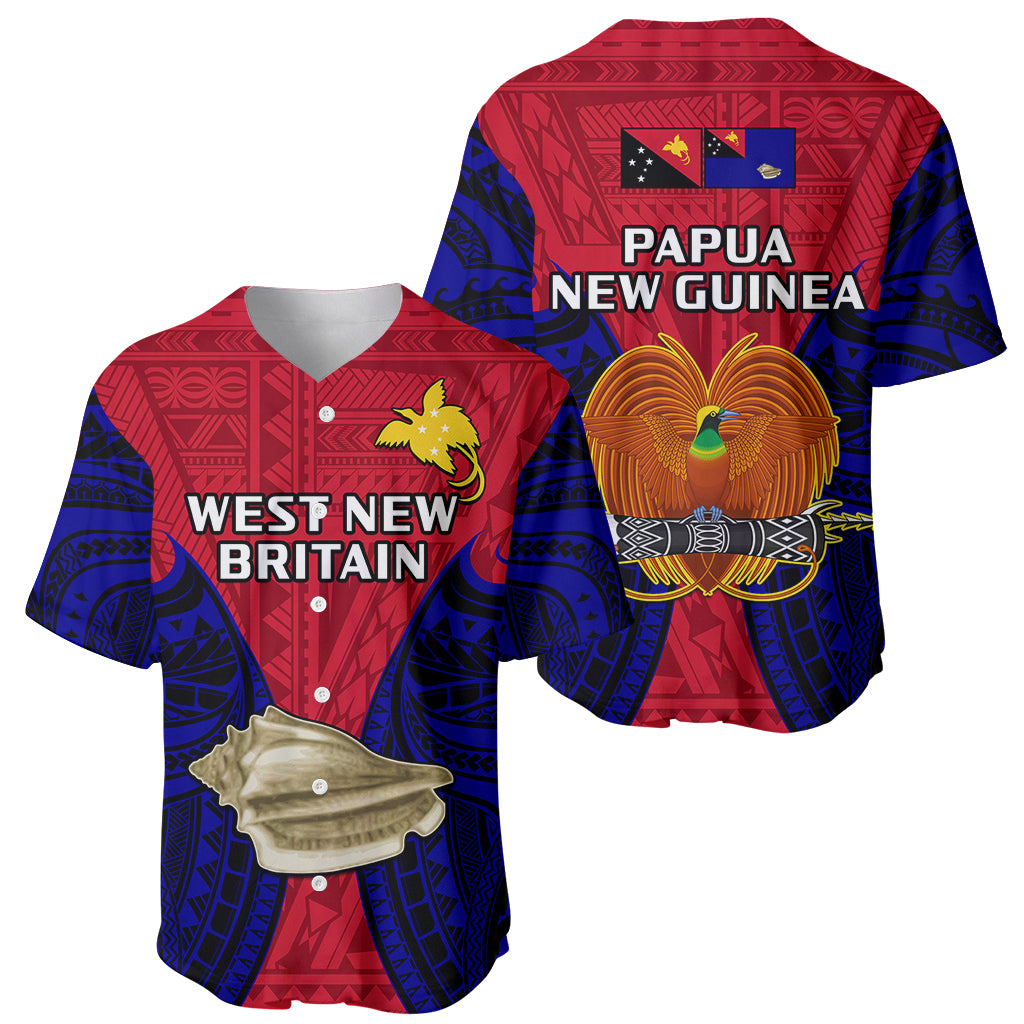 Papua New Guinea Baseball Jersey West New Britain Province Mix Coat Of Arms Polynesian Art LT14 Red - Polynesian Pride