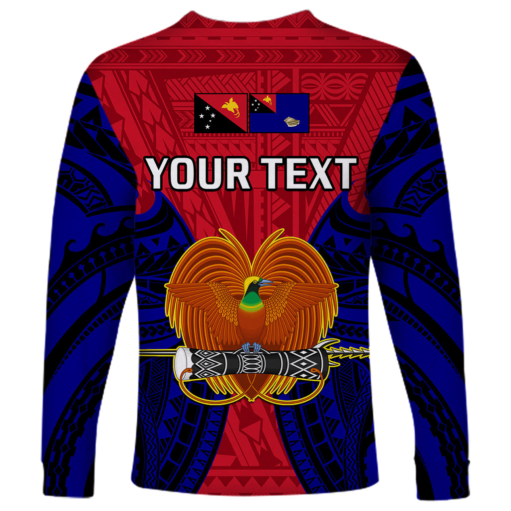 (Custom Personalised) Papua New Guinea Long Sleeve Shirt West New Britain Province Mix Coat Of Arms Polynesian Art LT14 - Polynesian Pride