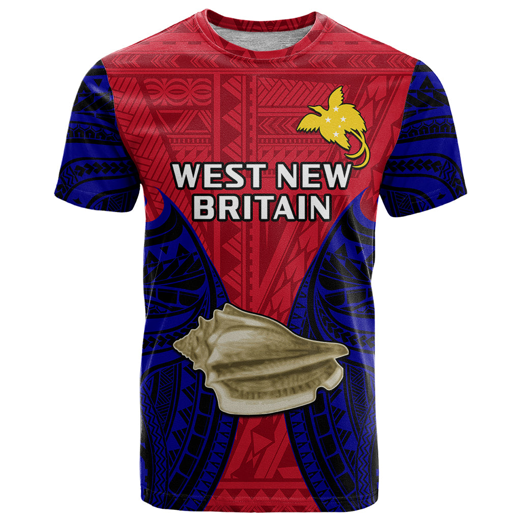 Custom Papua New Guinea T Shirt West New Britain Province Mix Coat of Arms Polynesian Art LT14 Red - Polynesian Pride