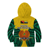 Papua New Guinea Kid Hoodie Hela Province Mix Coat Of Arms Polynesian Art LT14 Zip Hoodie Yellow - Polynesian Pride