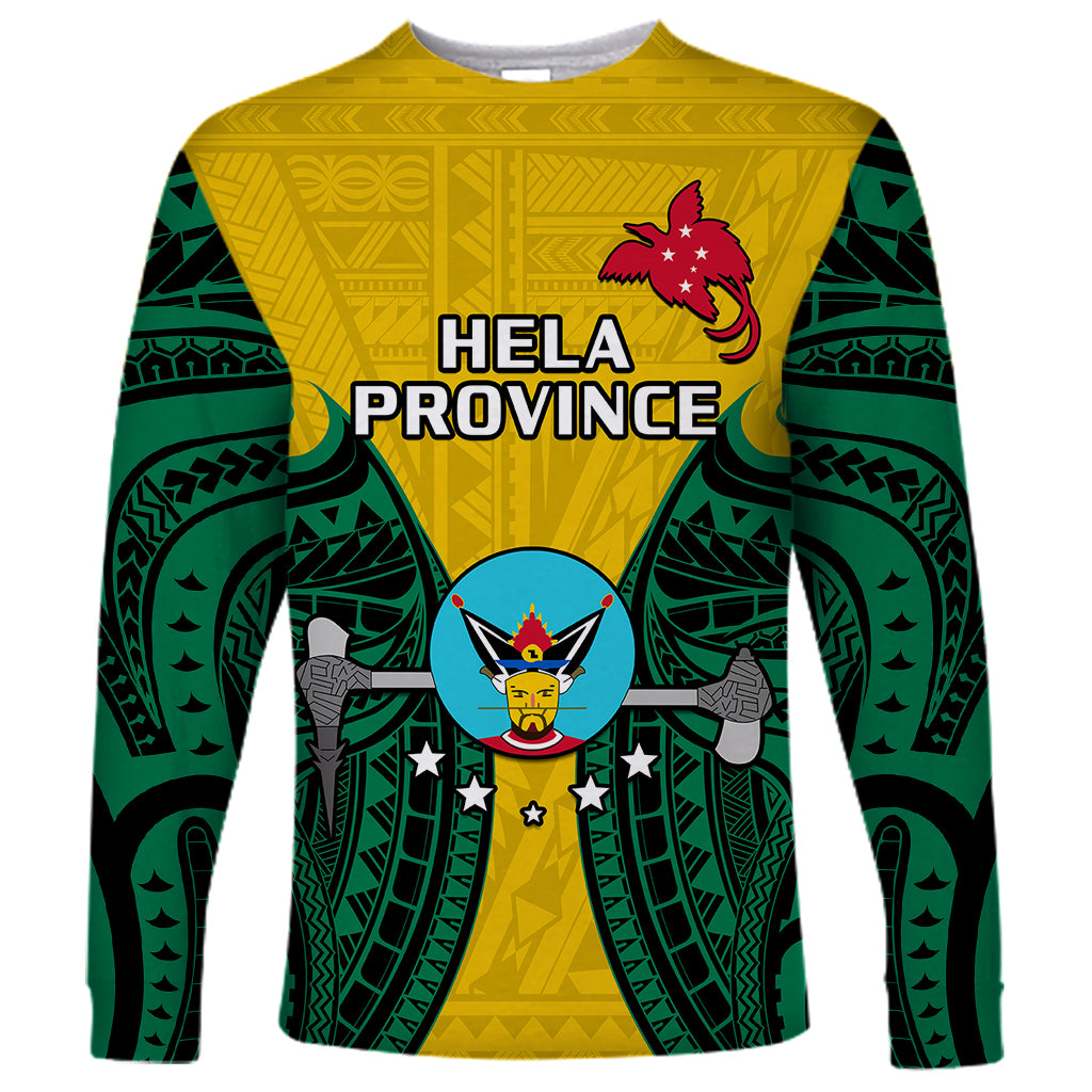 Papua New Guinea Long Sleeve Shirt Hela Province Mix Coat Of Arms Polynesian Art LT14 Unisex Yellow - Polynesian Pride