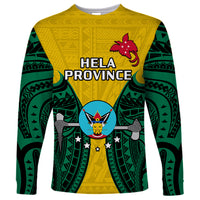Papua New Guinea Long Sleeve Shirt Hela Province Mix Coat Of Arms Polynesian Art LT14 Unisex Yellow - Polynesian Pride