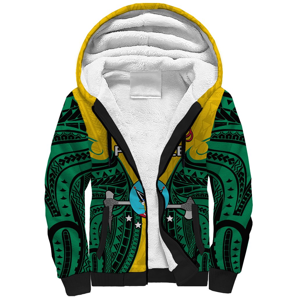 Papua New Guinea Sherpa Hoodie Hela Province Mix Coat Of Arms Polynesian Art LT14 Unisex Yellow - Polynesian Pride