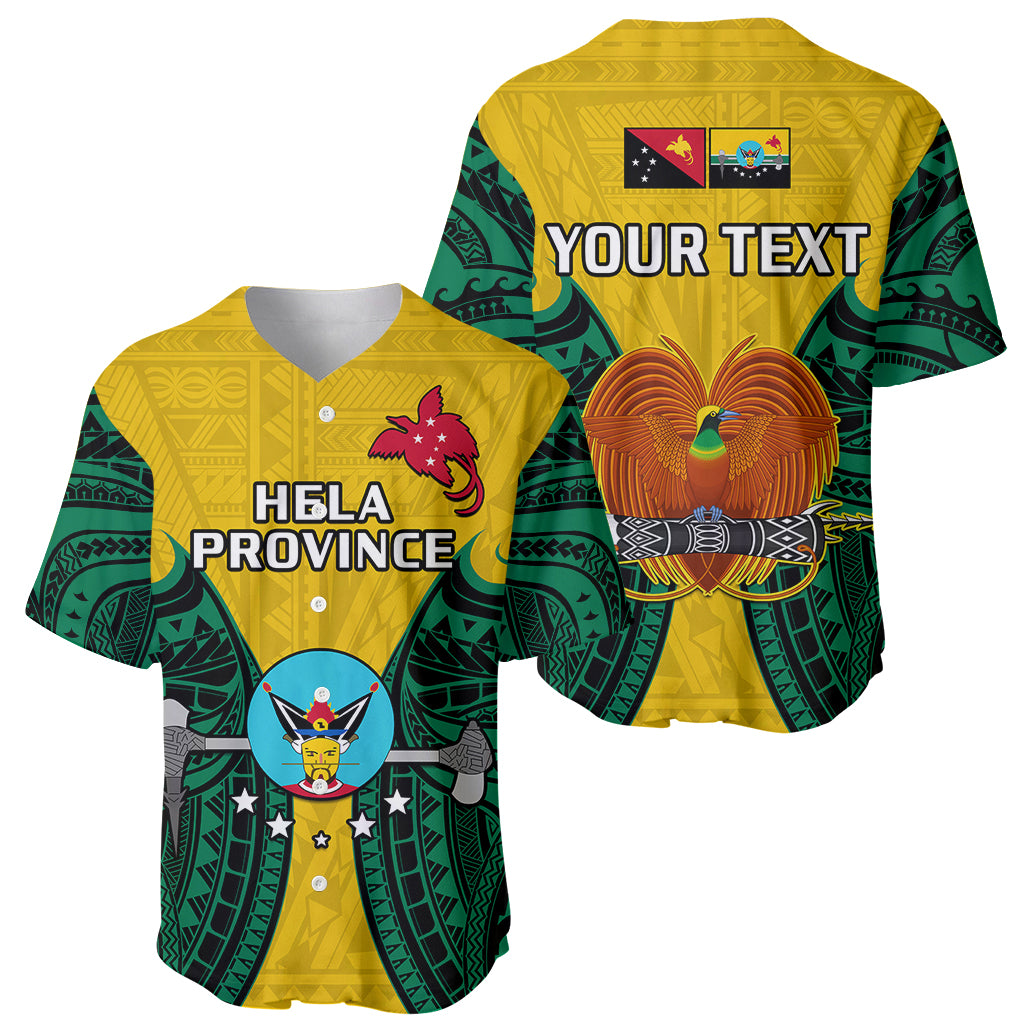 (Custom Personalised) Papua New Guinea Baseball Jersey Hela Province Mix Coat Of Arms Polynesian Art LT14 Yellow - Polynesian Pride