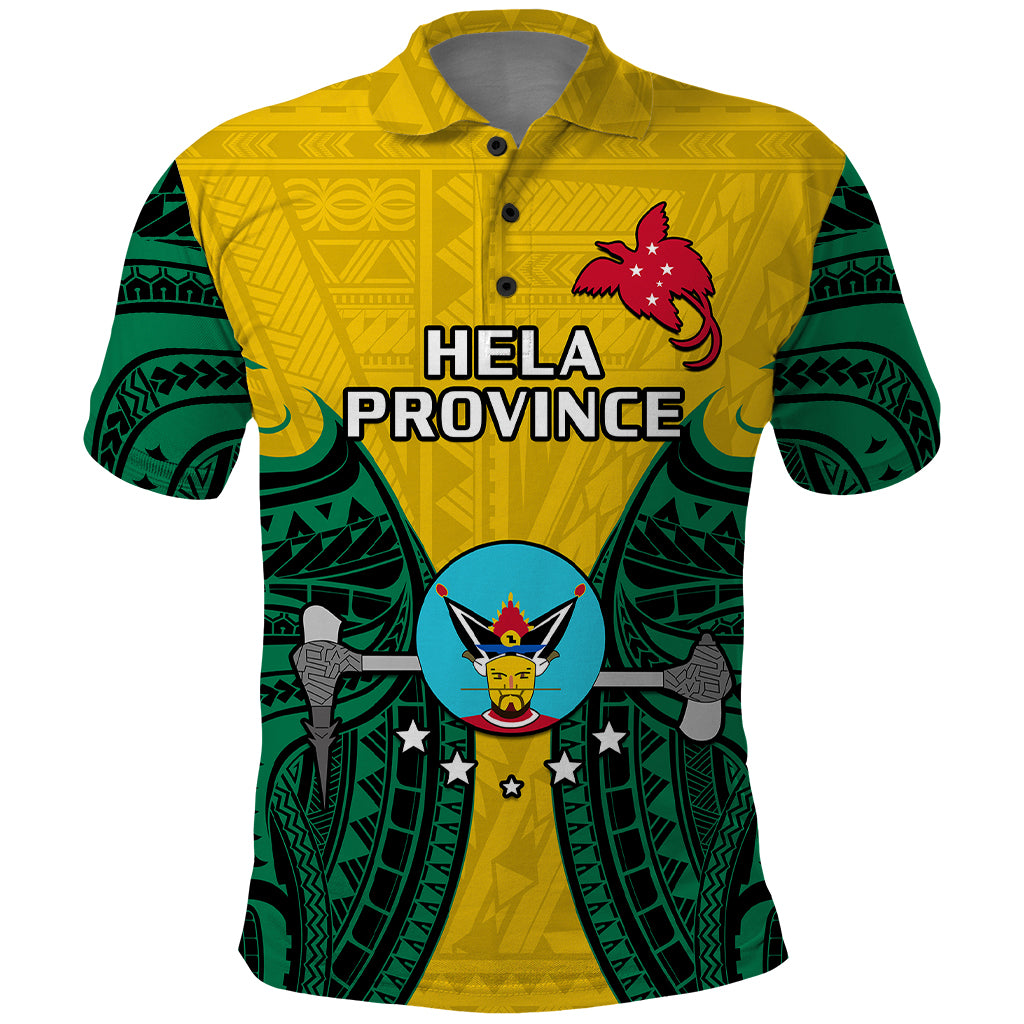 Custom Papua New Guinea Polo Shirt Hela Province Mix Coat Of Arms Polynesian Art LT14 Yellow - Polynesian Pride