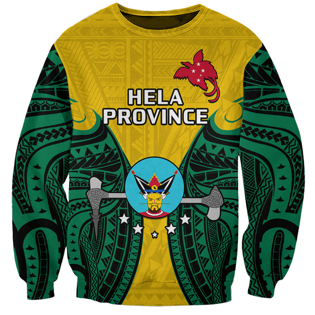 (Custom Personalised) Papua New Guinea Sweatshirt Hela Province Mix Coat Of Arms Polynesian Art LT14 Unisex Yellow - Polynesian Pride