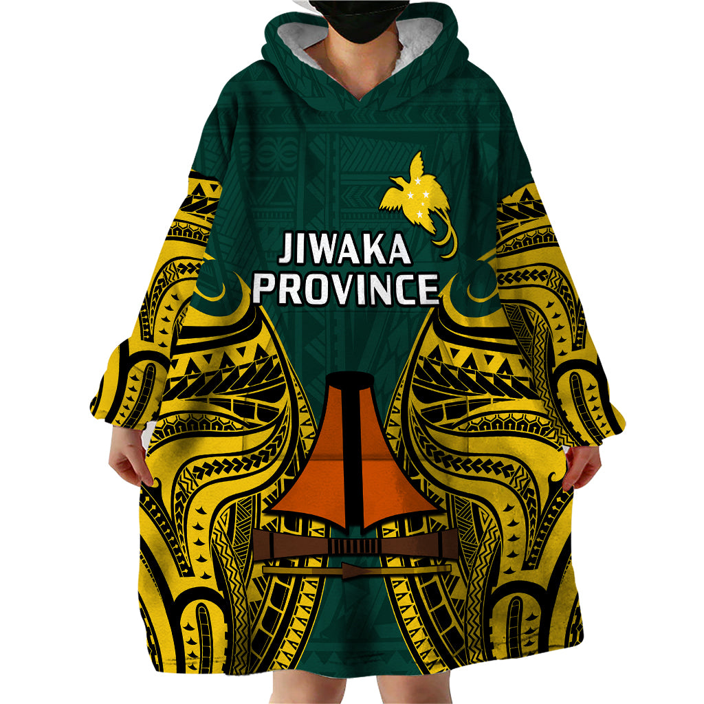 Papua New Guinea Wearable Blanket Hoodie Jiwaka Province Mix Coat Of Arms Polynesian Art LT14 - Polynesian Pride