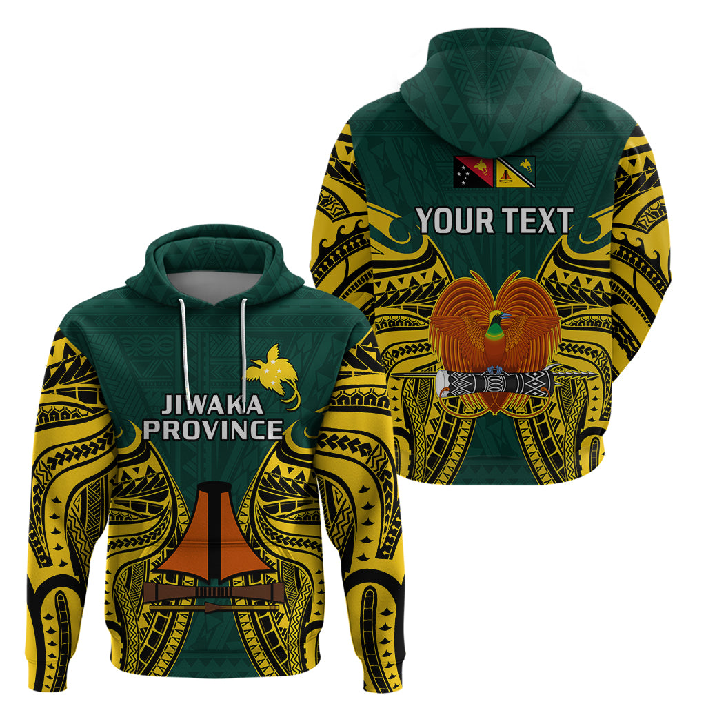 Custom Papua New Guinea Hoodie Jiwaka Province Mix Coat of Arms Polynesian Art LT14 Pullover Hoodie Green - Polynesian Pride