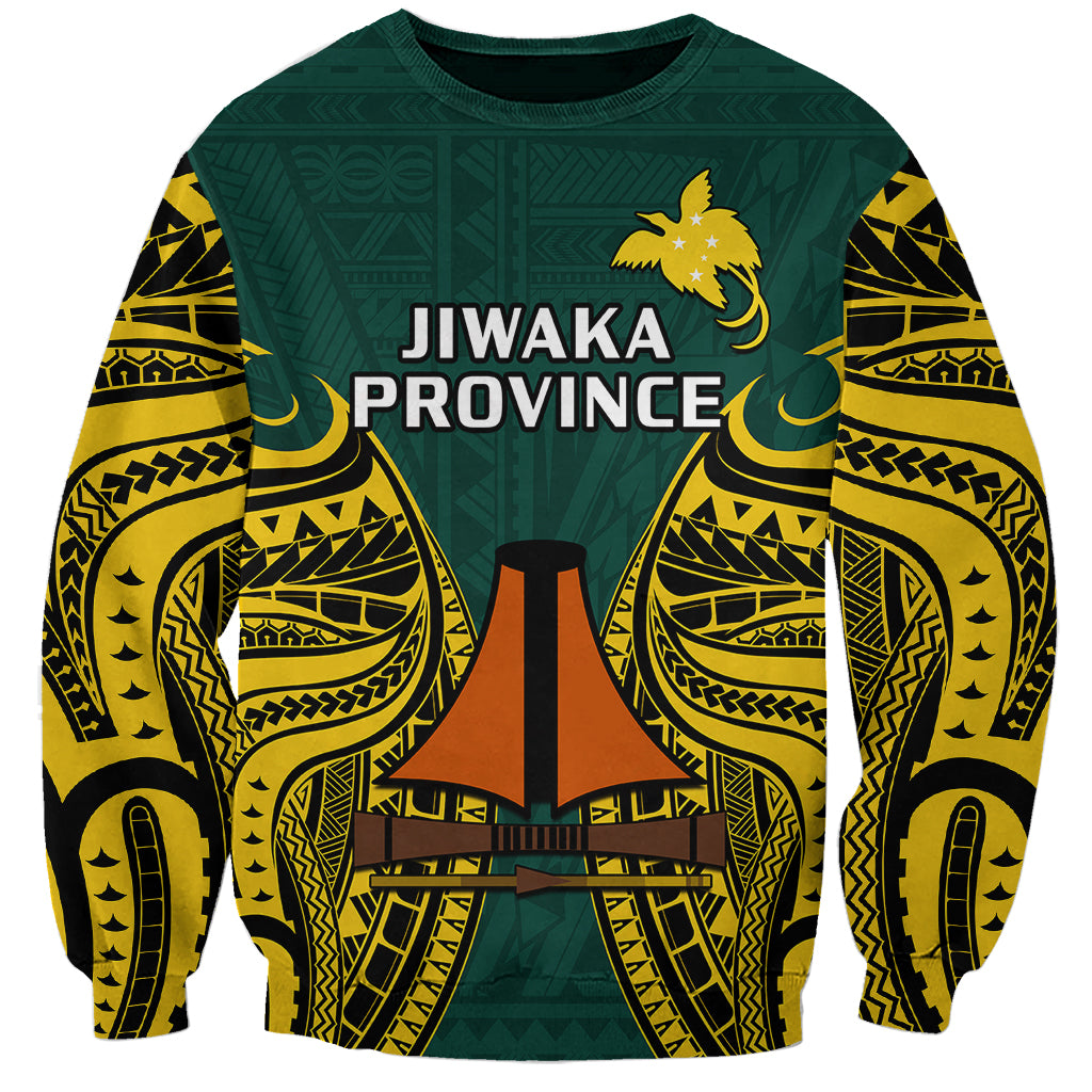 (Custom Personalised) Papua New Guinea Sweatshirt Jiwaka Province Mix Coat Of Arms Polynesian Art LT14 Unisex Green - Polynesian Pride