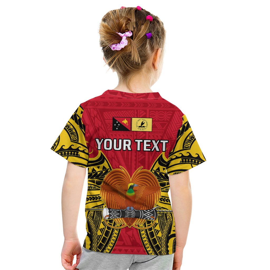 (Custom Personalised) Papua New Guinea Kid T Shirt National Capital District Mix Coat Of Arms Polynesian Art LT14 - Polynesian Pride