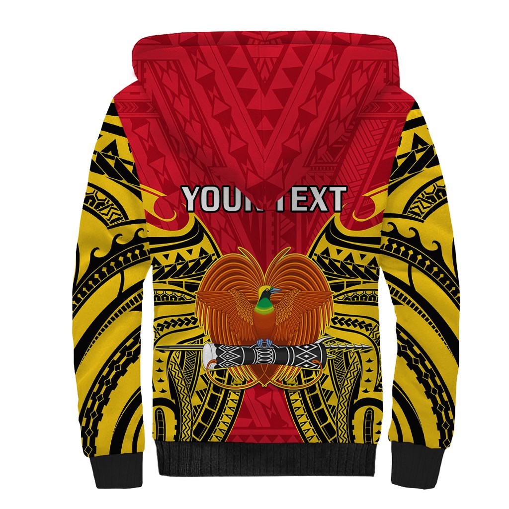 (Custom Personalised) Papua New Guinea Sherpa Hoodie National Capital District Mix Coat Of Arms Polynesian Art LT14 - Polynesian Pride