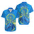 (Custom Personalised) Palau Hawaiian Shirt Hibiscus Turtle Mix Coat Of Arms Blue Version LT14 Blue - Polynesian Pride