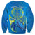 (Custom Personalised) Palau Sweatshirt Hibiscus Turtle Mix Coat Of Arms Blue Version LT14 - Polynesian Pride