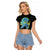 (Custom Personalised) Palau Raglan Cropped T Shirt Hibiscus Turtle Mix Coat Of Arms Black Version LT14 Female Black - Polynesian Pride