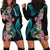 Palau Hoodie Dress Tropical Flowers With Polynesian Pattern LT14 Black - Polynesian Pride